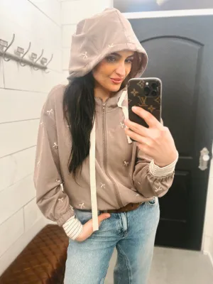 Dani Ribbon Embroidered Zip Hoodie