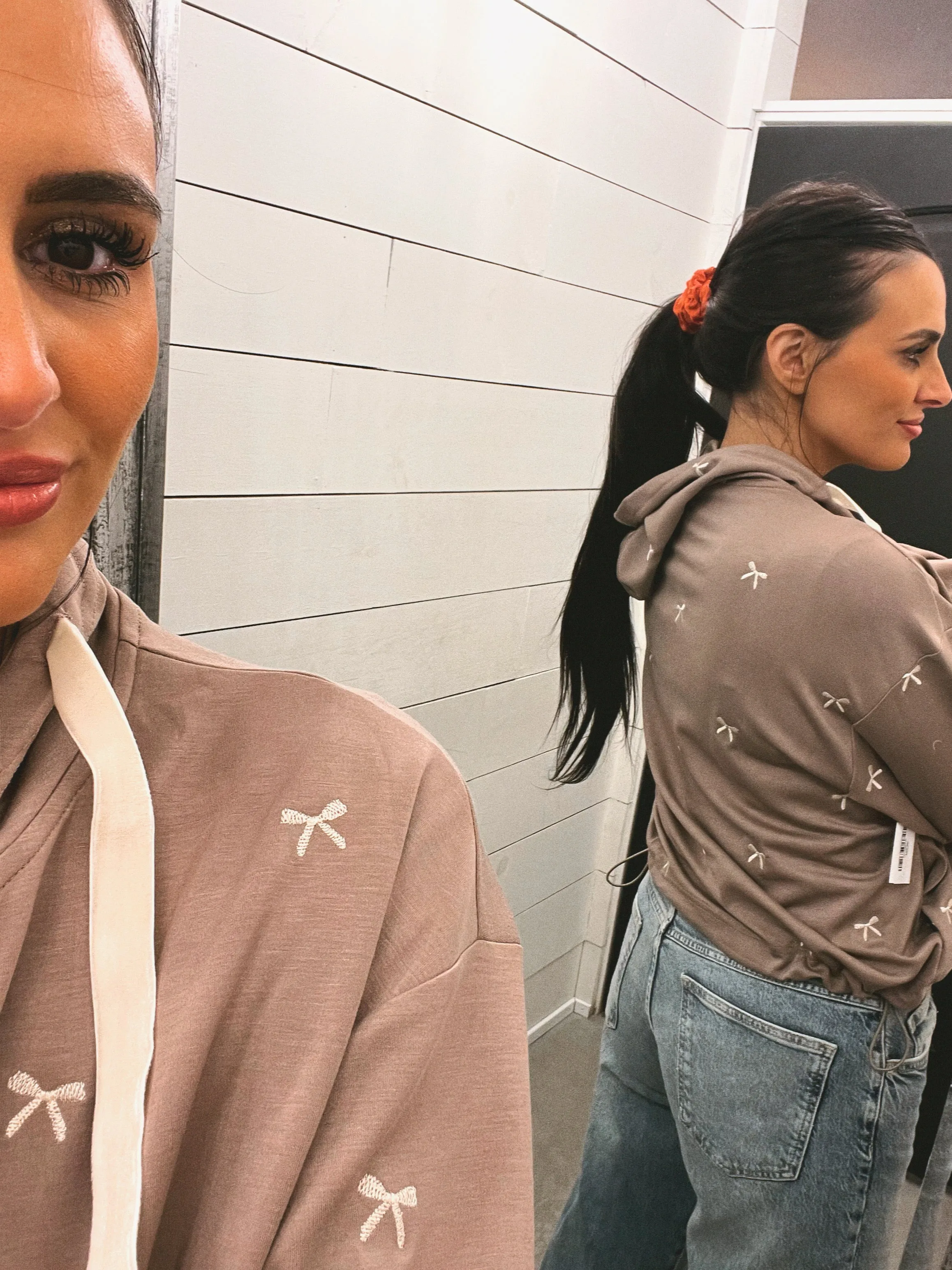 Dani Ribbon Embroidered Zip Hoodie