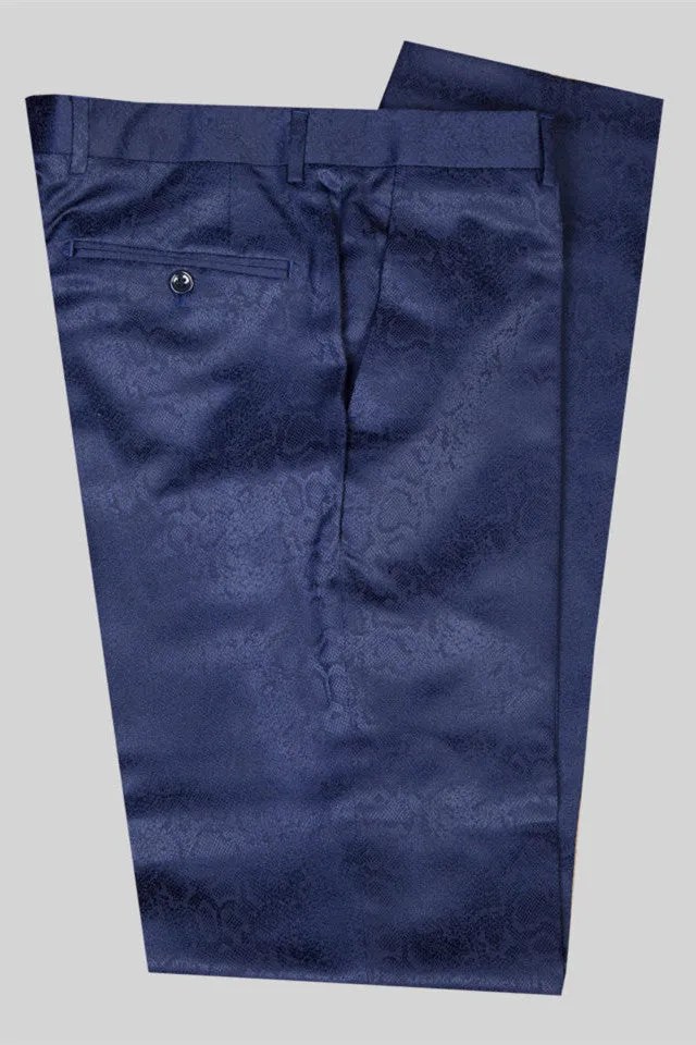 Dark Blue Jacquard Shawl Lapel Wedding Men Suits
