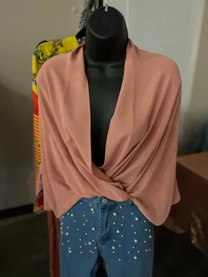 Deep V Neck Cut Blouse