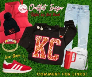 Distressed KC Retro Red/Gold Zebra Print Black Tee or Sweatshirt