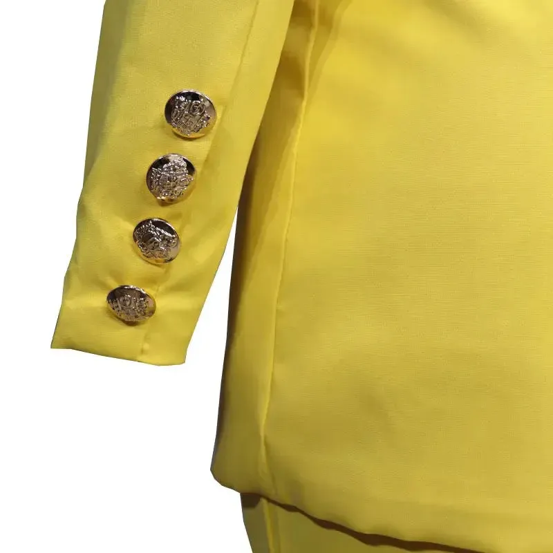 Double Breasted Jacket and Wide-leg Pants Suit