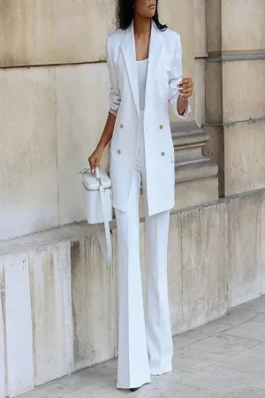 Double Breasted Jacket and Wide-leg Pants Suit