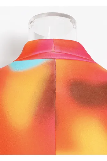 Double-breasted printed suit   elastic pants