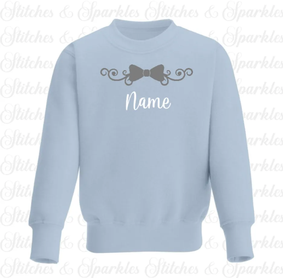 Embroidered Bow Design Jumper Sweatshirt