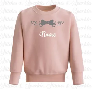 Embroidered Bow Design Jumper Sweatshirt