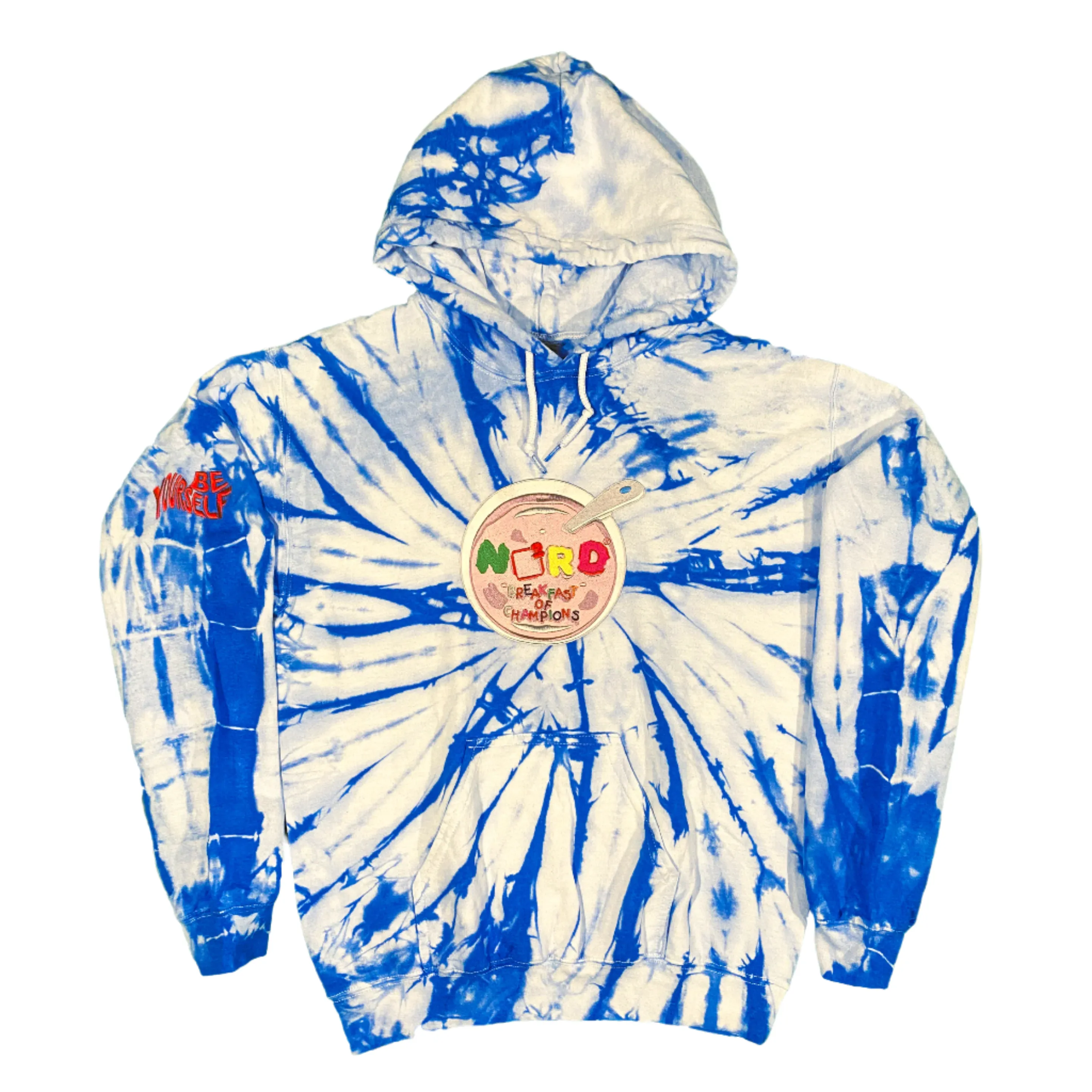 Embroidered Breakfast of Champions Tie Dye Hoodie