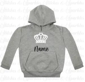 Embroidered Pull on Hoodie - Crown & Name Design