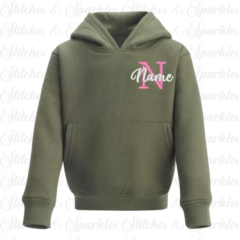 Embroidered Pull on Hoodie - Initial & Name Design