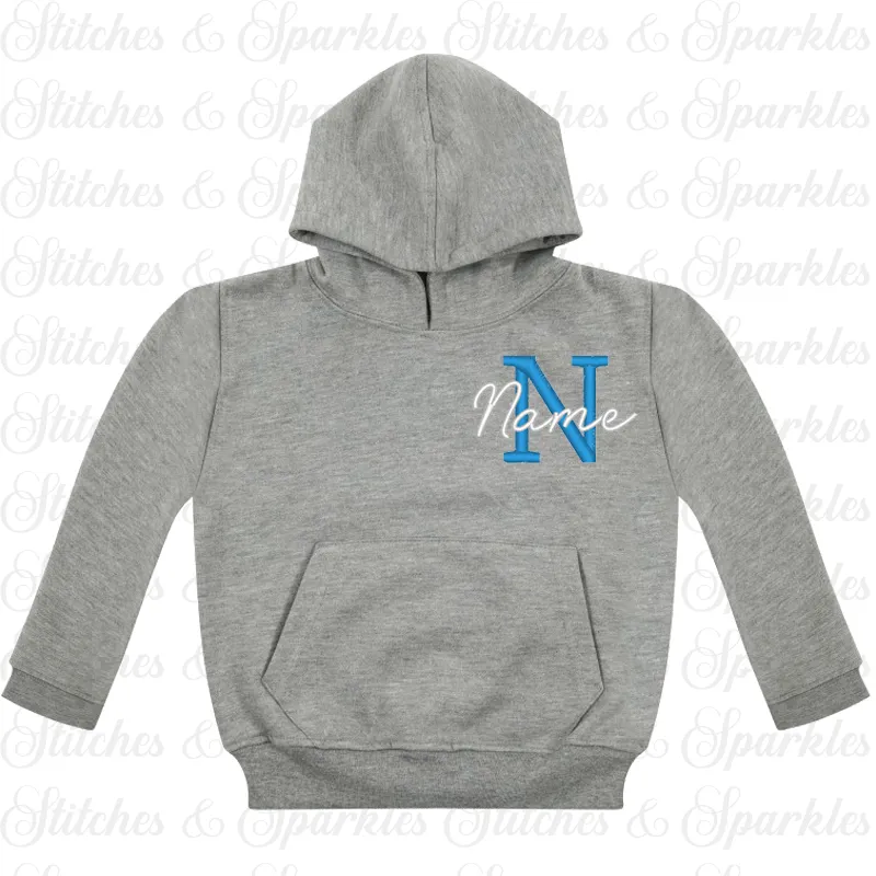 Embroidered Pull on Hoodie - Initial & Name Design