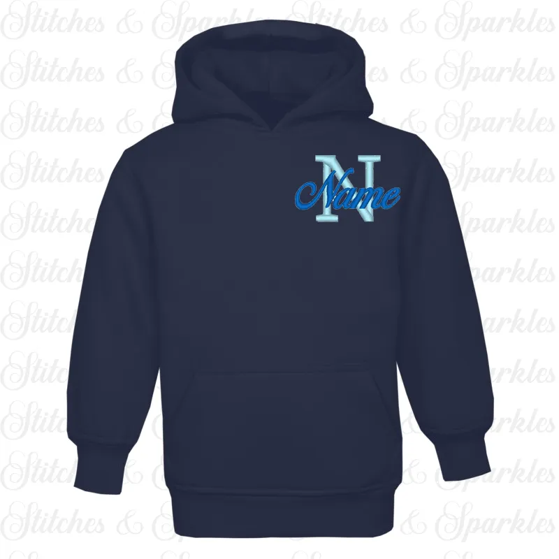 Embroidered Pull on Hoodie - Initial & Name Design
