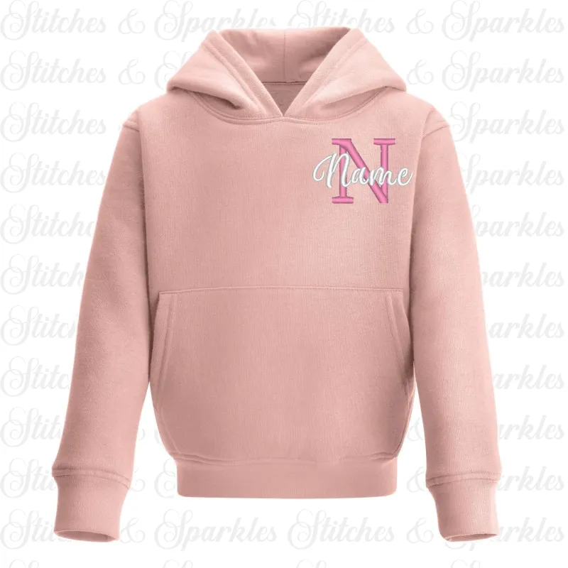 Embroidered Pull on Hoodie - Initial & Name Design