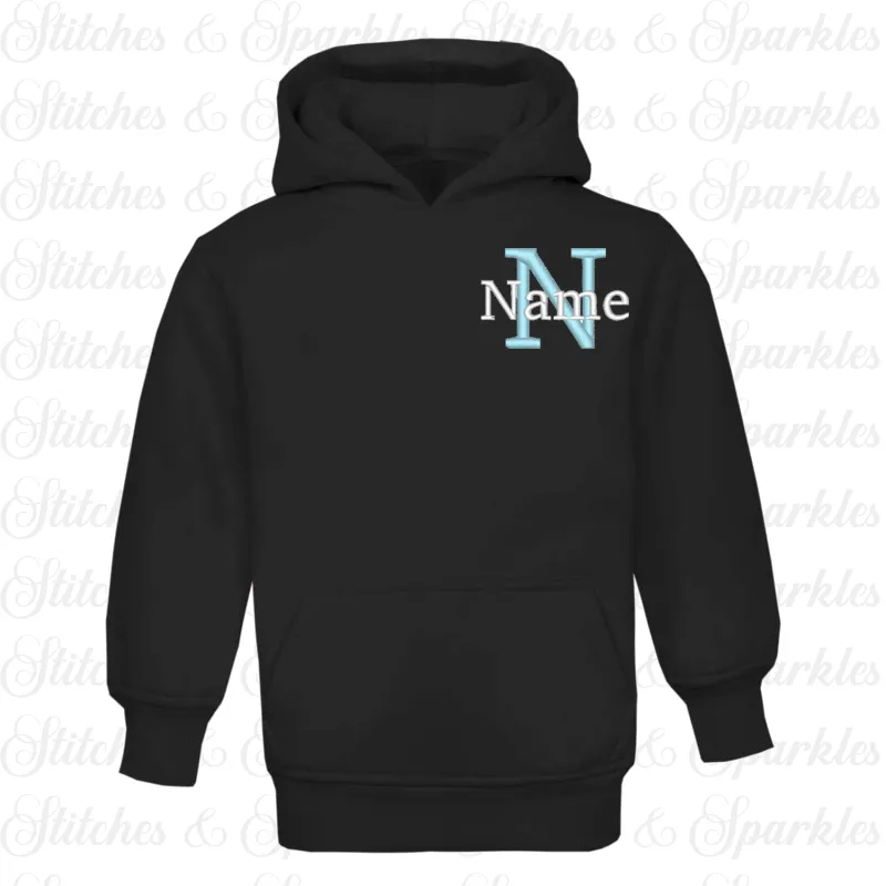 Embroidered Pull on Hoodie - Initial & Name Design