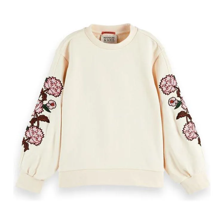 Embroidered Voluminous Sleeve Sweatshirt