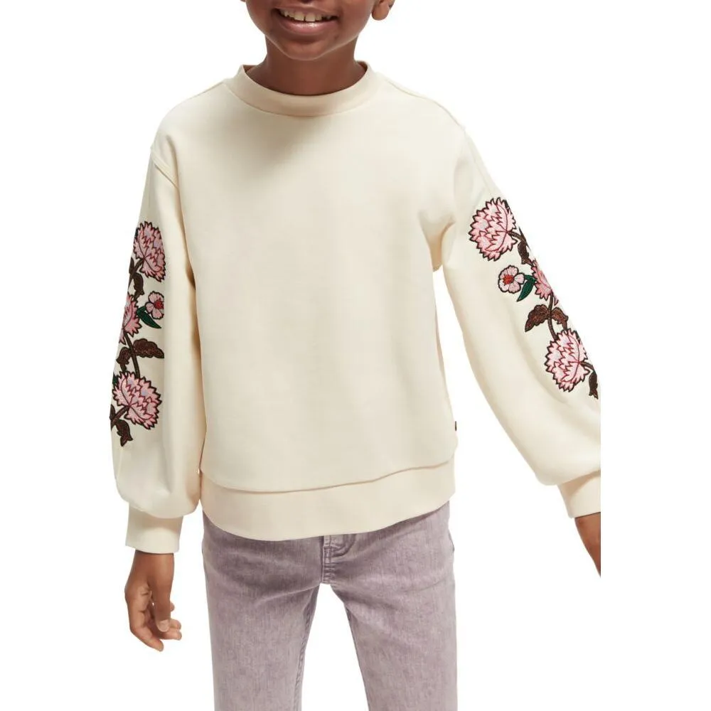Embroidered Voluminous Sleeve Sweatshirt