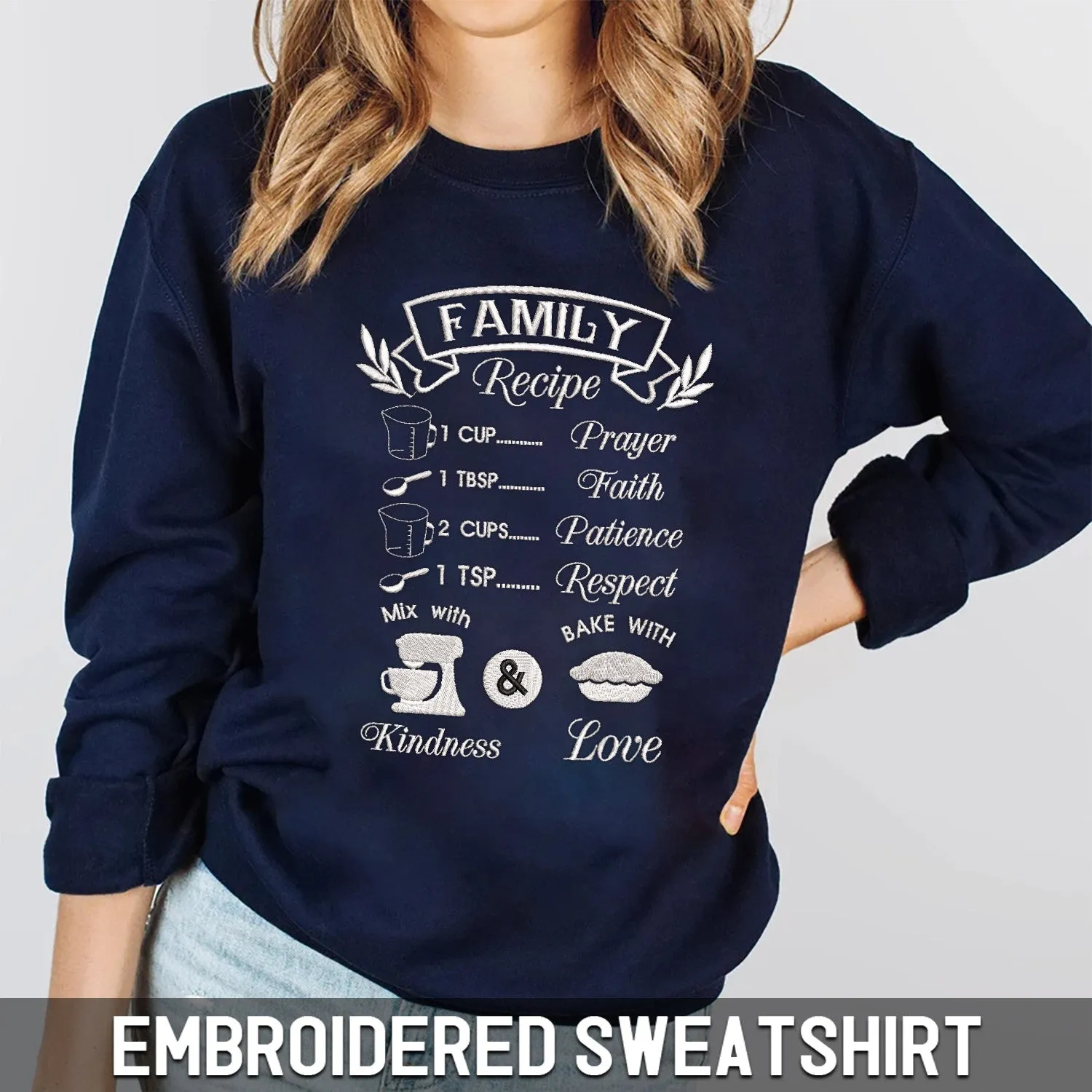 Family Recipe Embroidered Sweatshirt - Embroidered Hoodie
