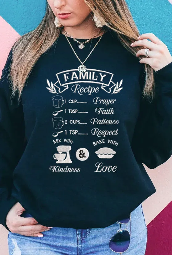 Family Recipe Embroidered Sweatshirt - Embroidered Hoodie