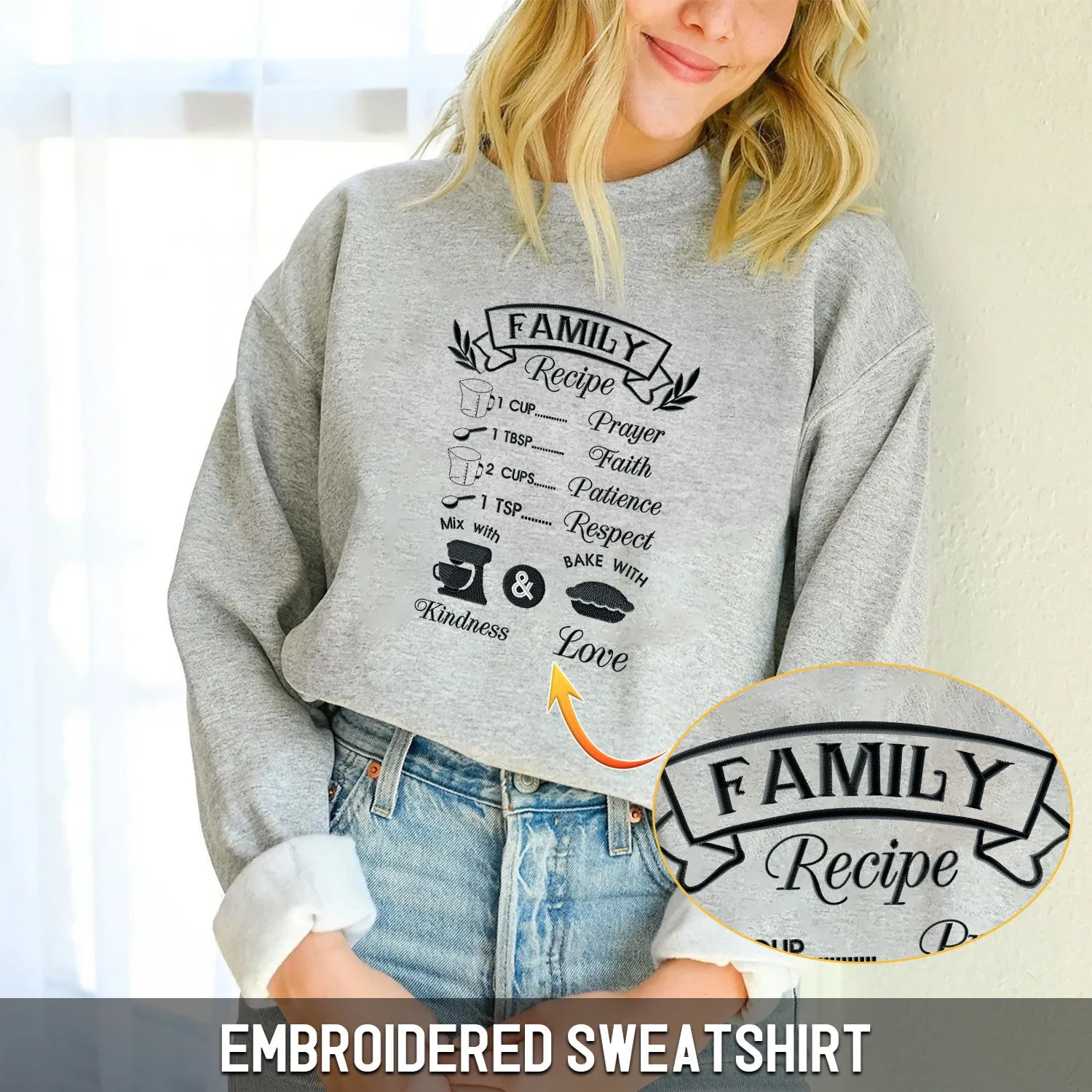 Family Recipe Embroidered Sweatshirt - Embroidered Hoodie