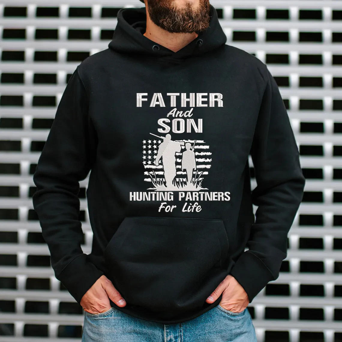 Father And Son Hunting Partners For Life Embroidered Sweatshirt - Embroidered Hoodie Tad