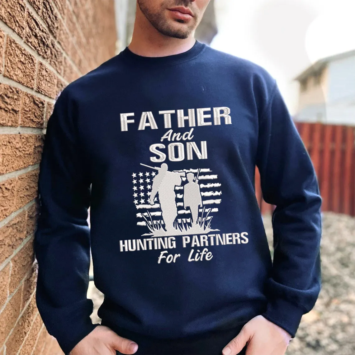 Father And Son Hunting Partners For Life Embroidered Sweatshirt - Embroidered Hoodie Tad