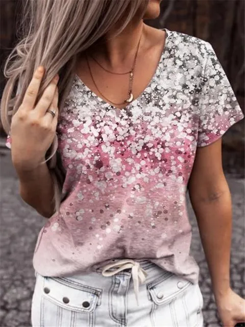 Floral V Neck Floral-print Tops