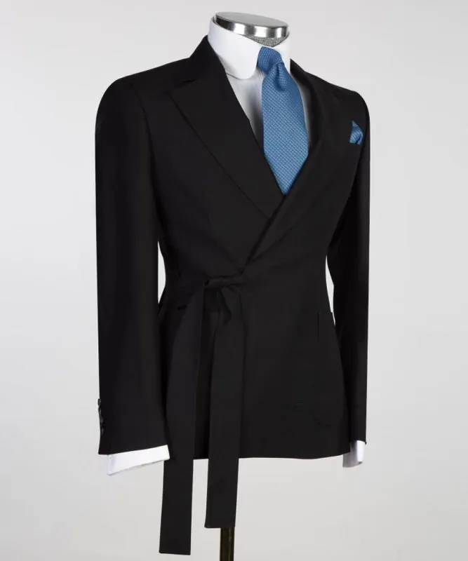 Formal Black Notched Lapel Two Pieces Prom Suits Slim Fit One Button Blazers Pants Wedding Party Wear Prom