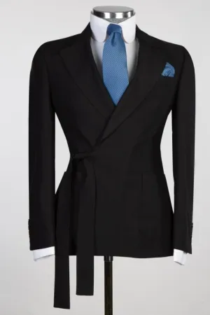 Formal Black Notched Lapel Two Pieces Prom Suits Slim Fit One Button Blazers Pants Wedding Party Wear Prom