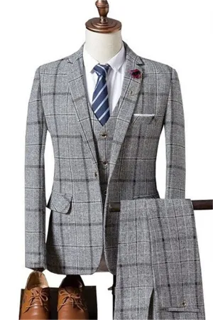 Formal Plaid Business Men Suits Decent Slim Fit Marriage Suits Online