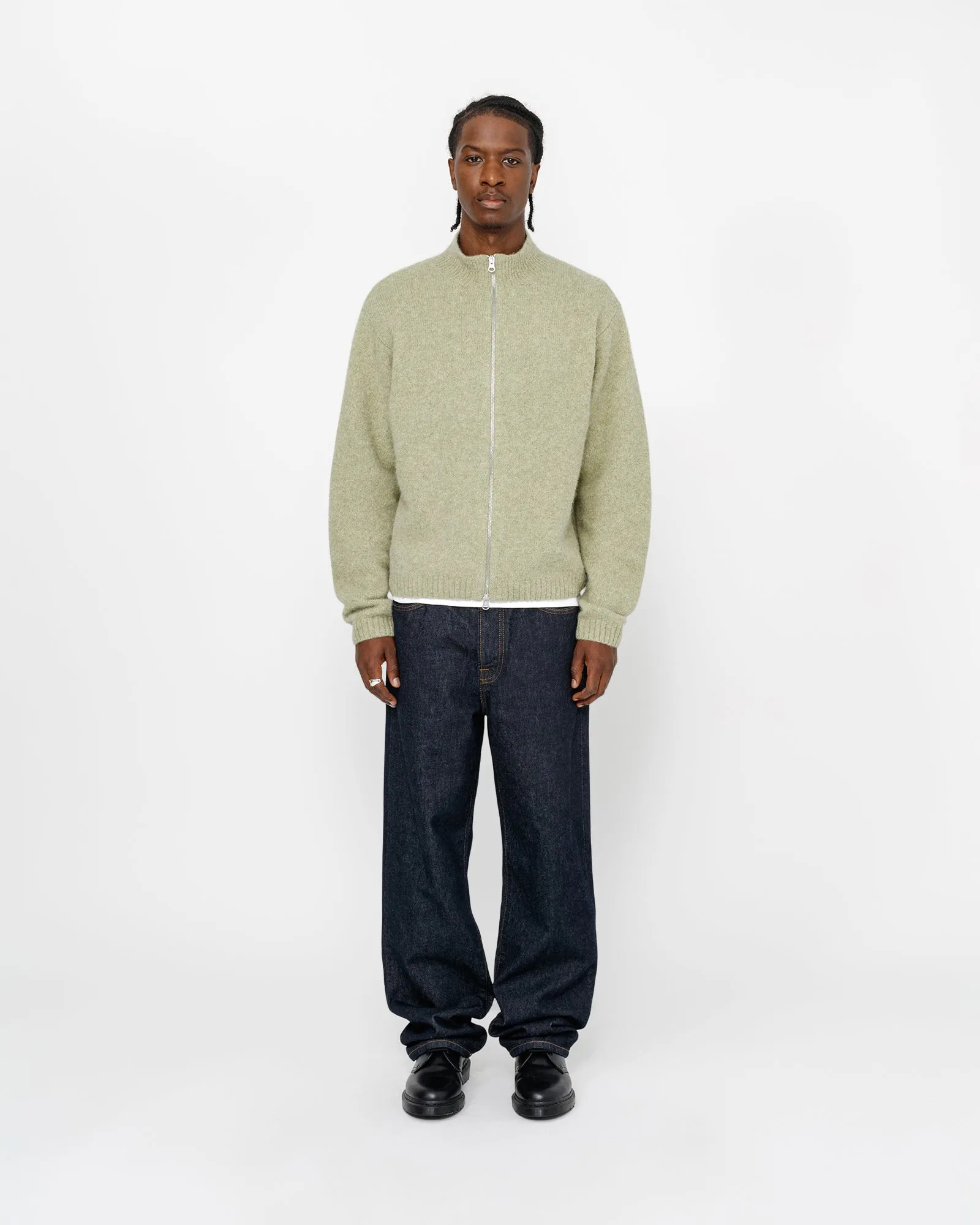 FULL ZIP BRUSHED MERINO SWEATER