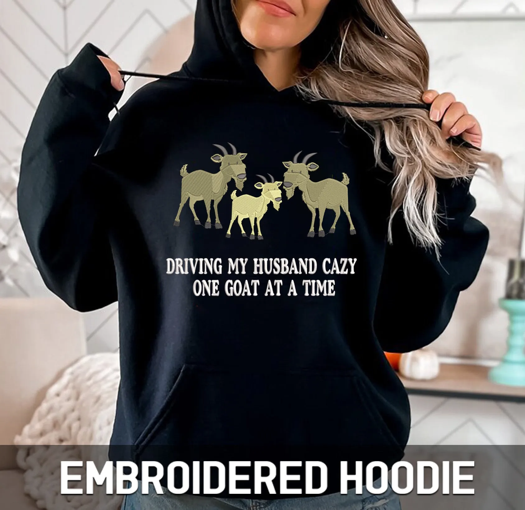 Goat Embroidered Hoodie
