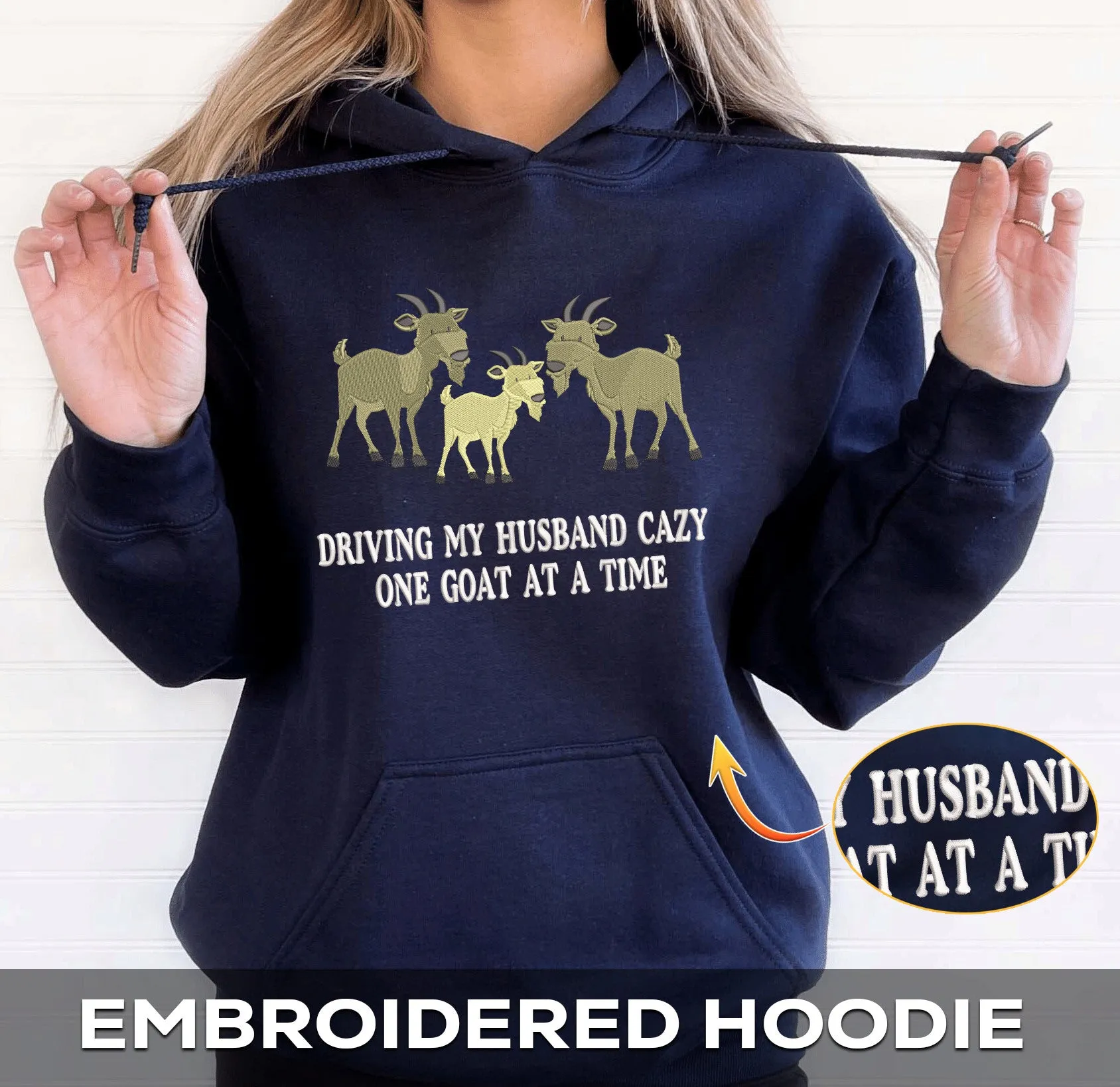 Goat Embroidered Hoodie