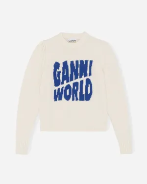 Graphic Puff Shoulder Ganni World - Egret