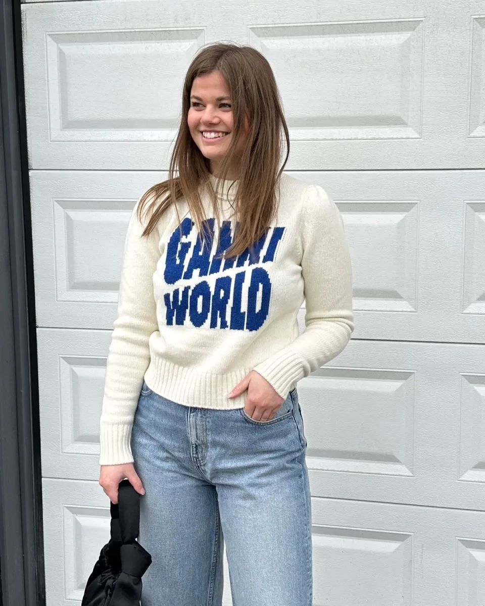 Graphic Puff Shoulder Ganni World - Egret