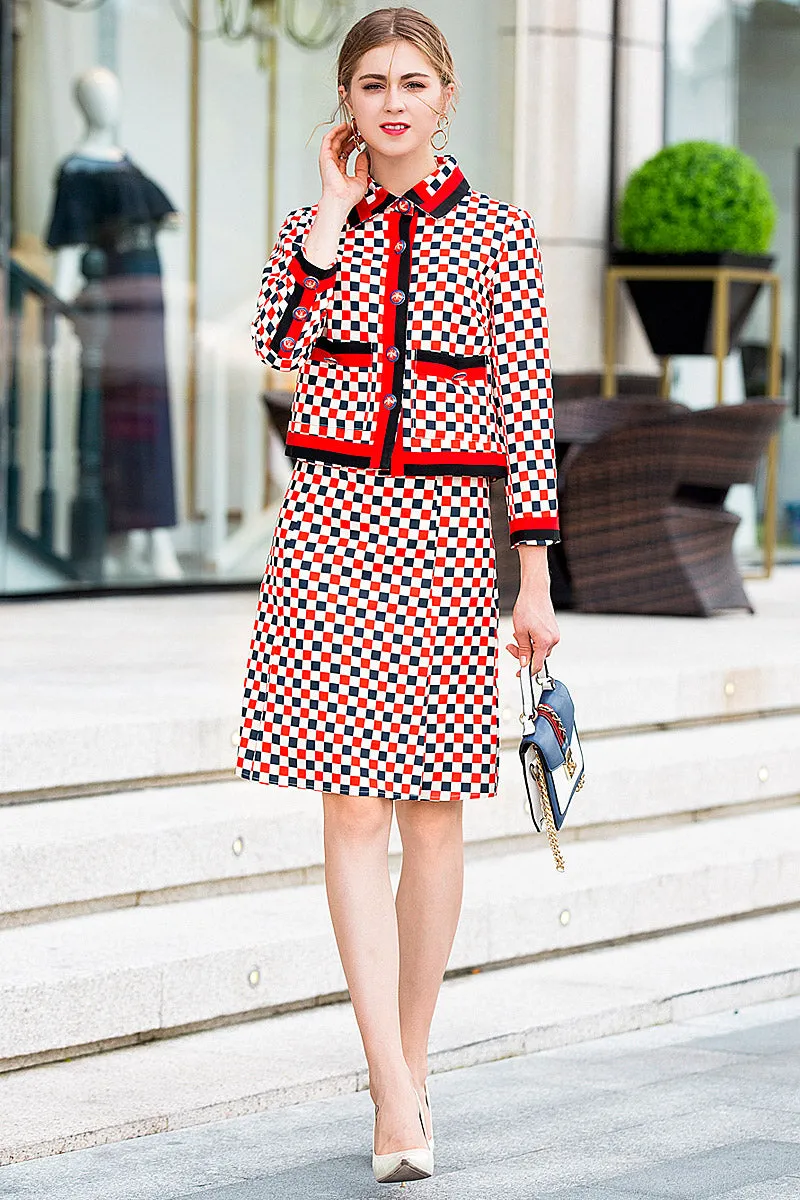 Harper Collins Retro Runway Plaid Office Suit