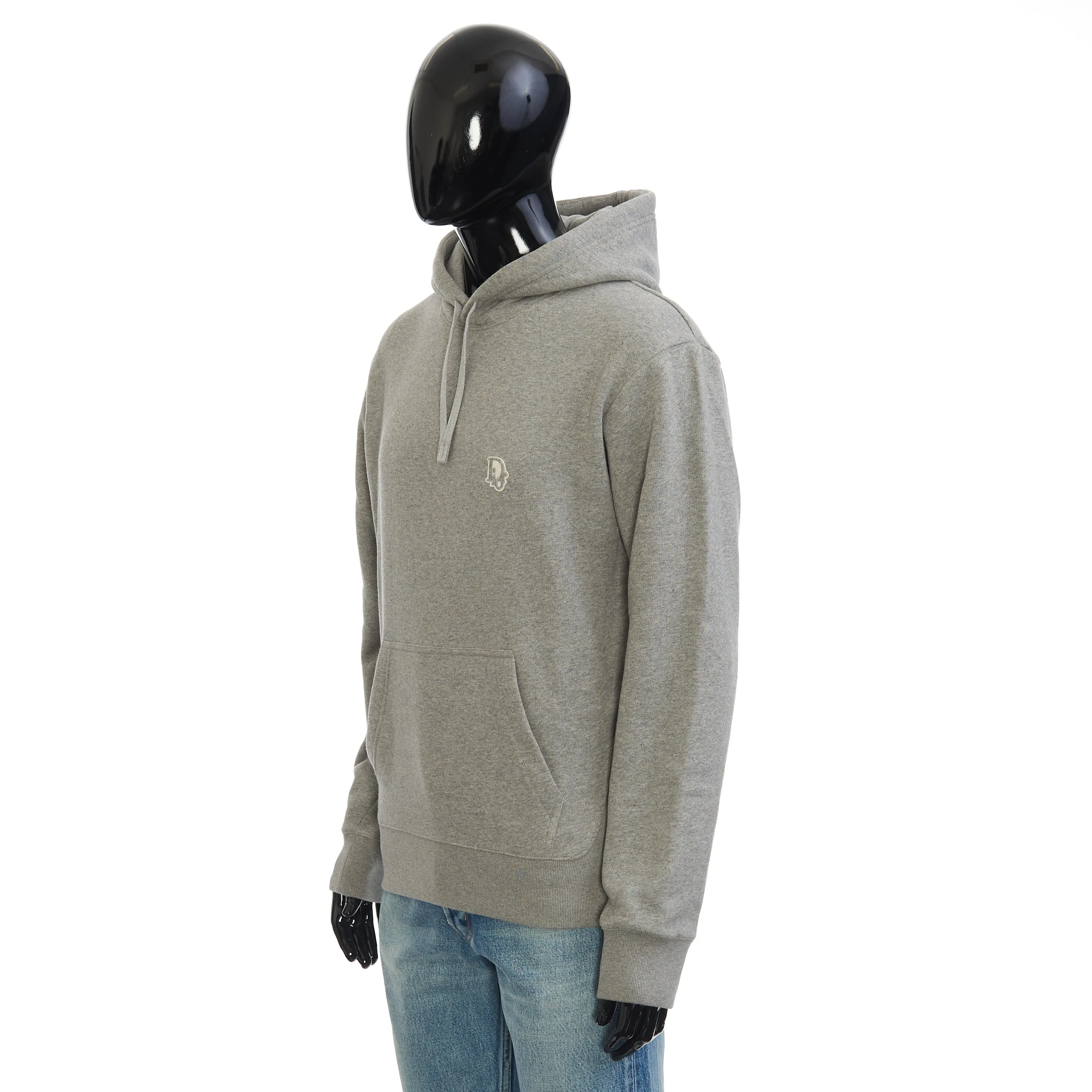 Hooded Sweatshirt In Gray Soft Fleece With Oblique Embroidery