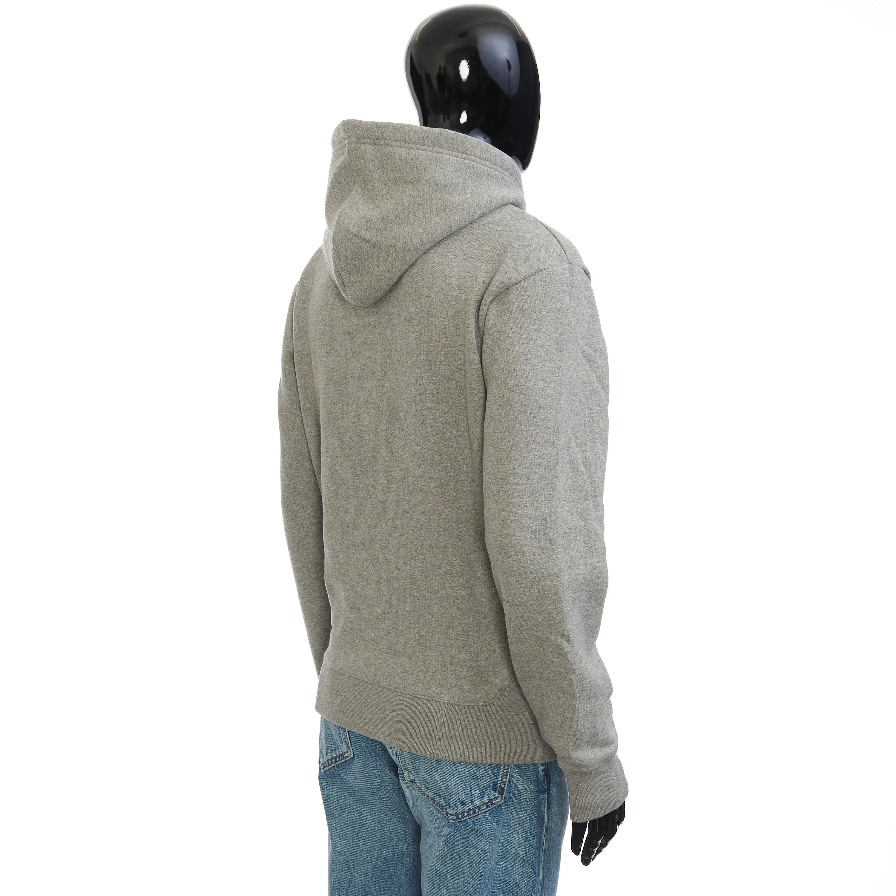 Hooded Sweatshirt In Gray Soft Fleece With Oblique Embroidery