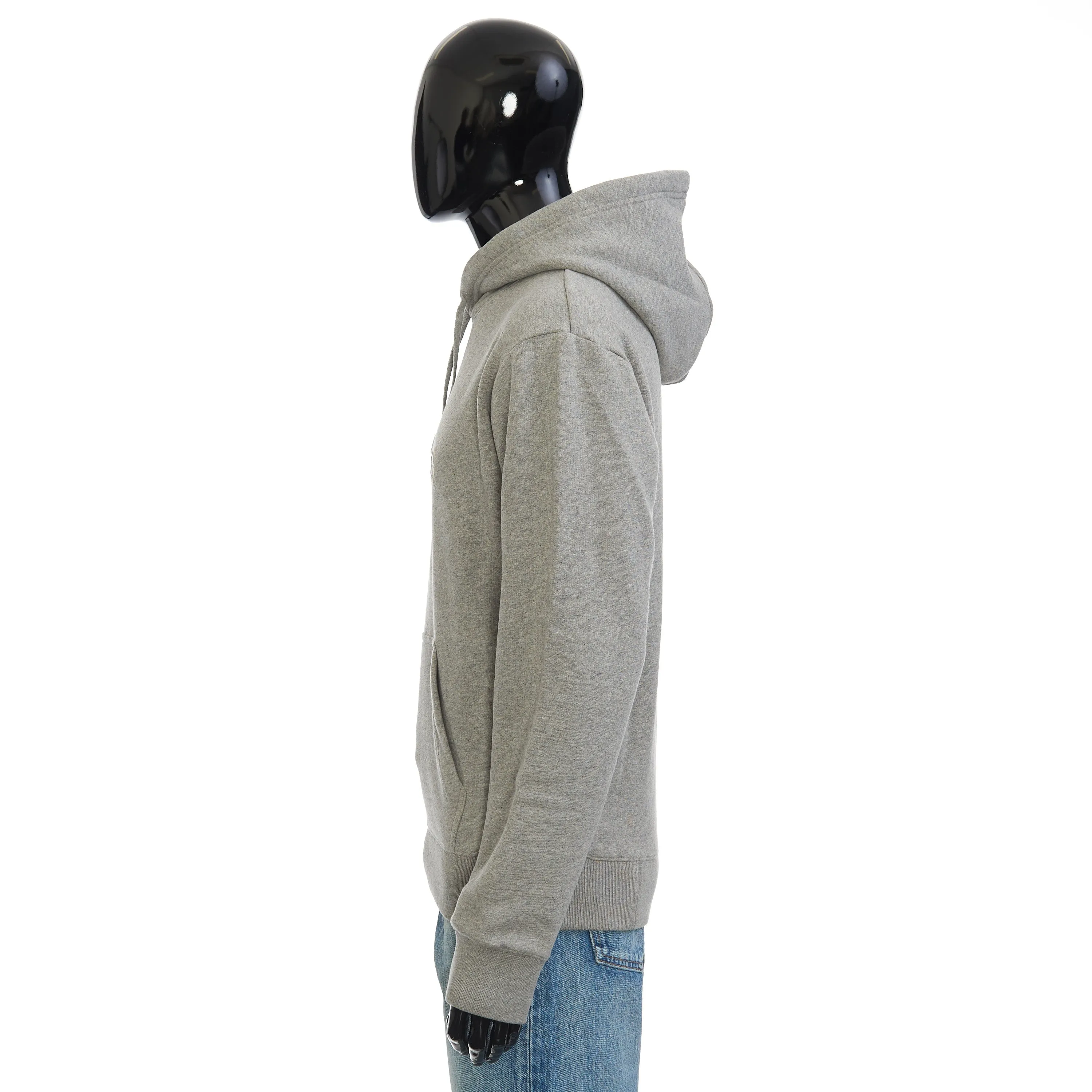 Hooded Sweatshirt In Gray Soft Fleece With Oblique Embroidery