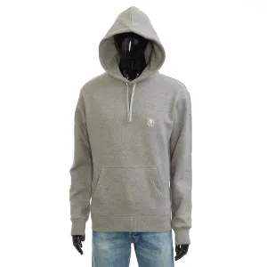 Hooded Sweatshirt In Gray Soft Fleece With Oblique Embroidery
