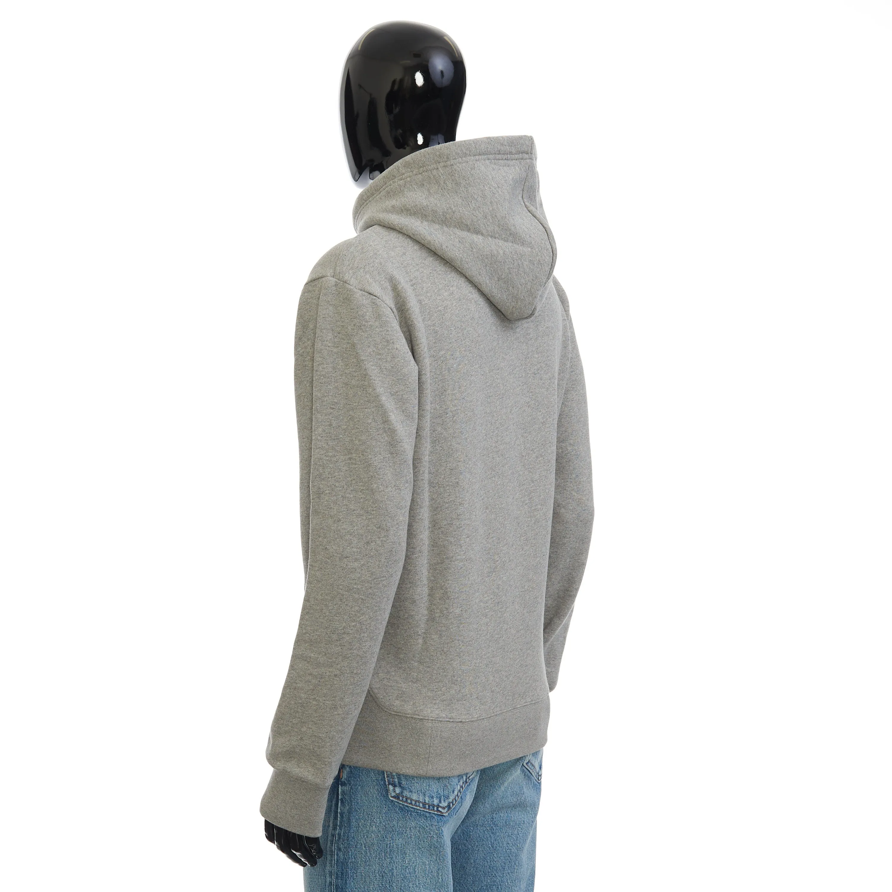 Hooded Sweatshirt In Gray Soft Fleece With Oblique Embroidery
