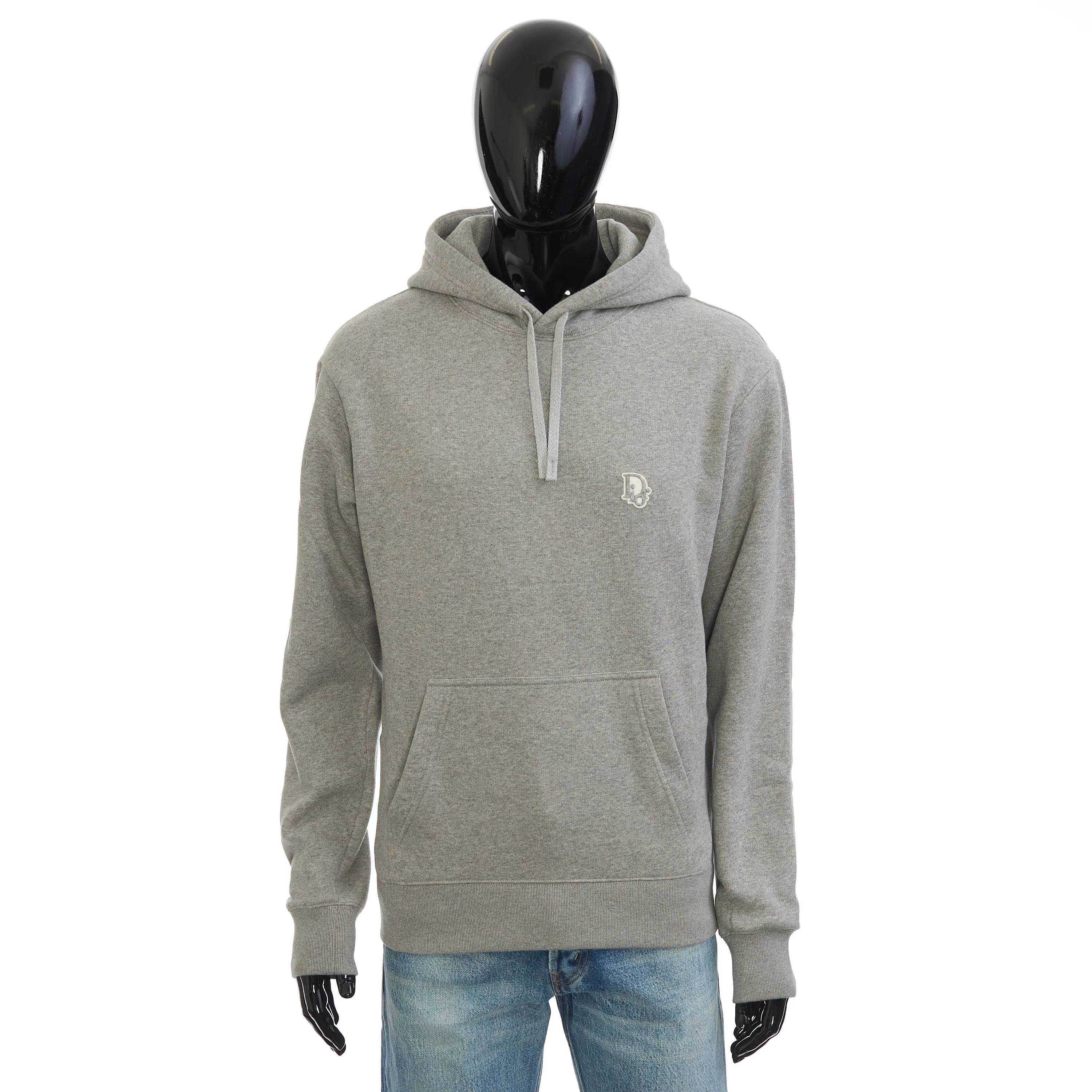 Hooded Sweatshirt In Gray Soft Fleece With Oblique Embroidery