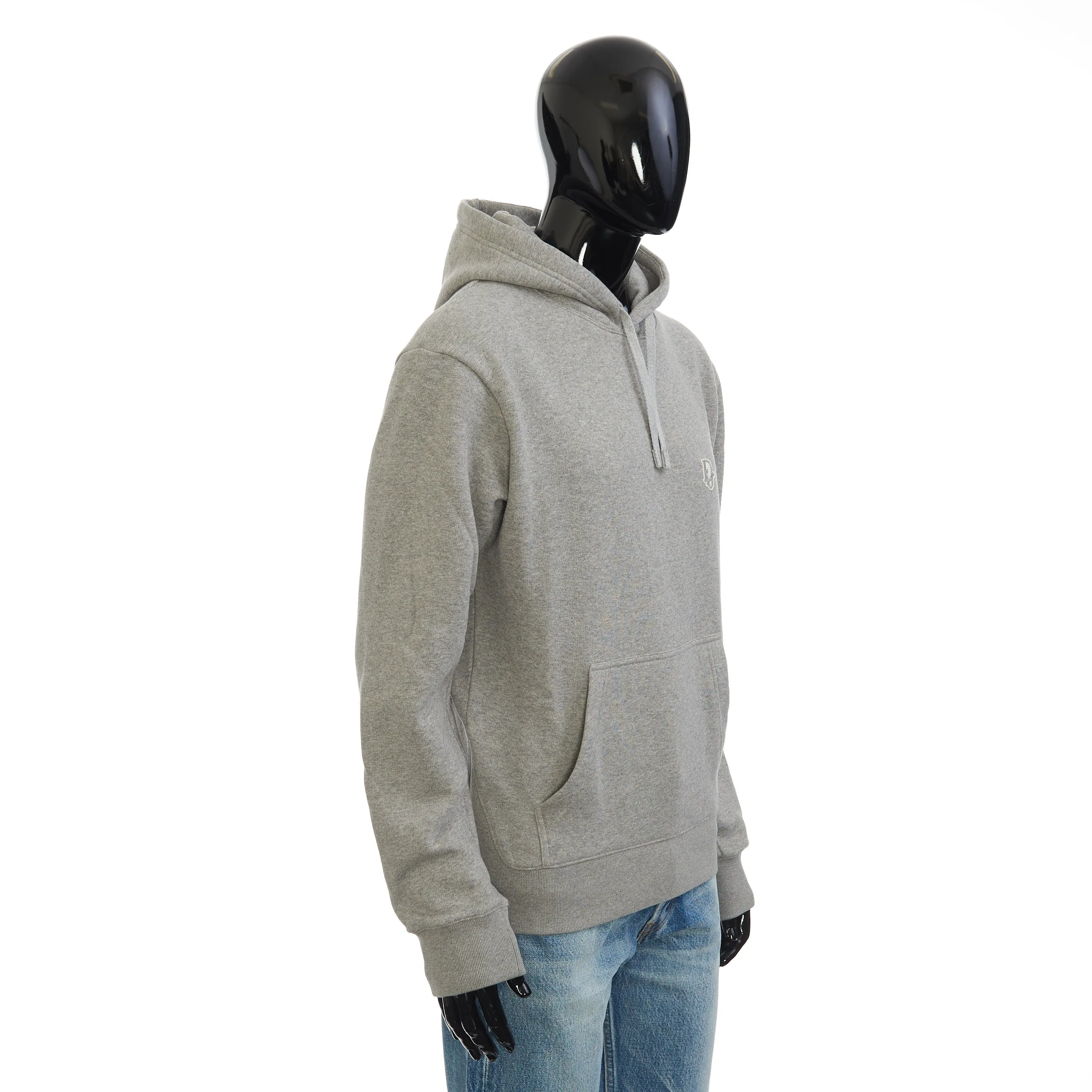 Hooded Sweatshirt In Gray Soft Fleece With Oblique Embroidery