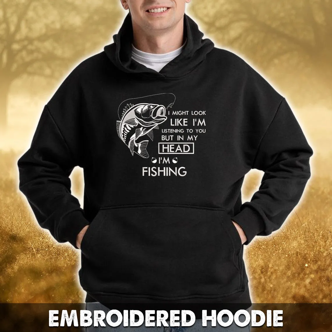 I'm Fishing Embroidered Sweatshirt, Embroidered Hoodie