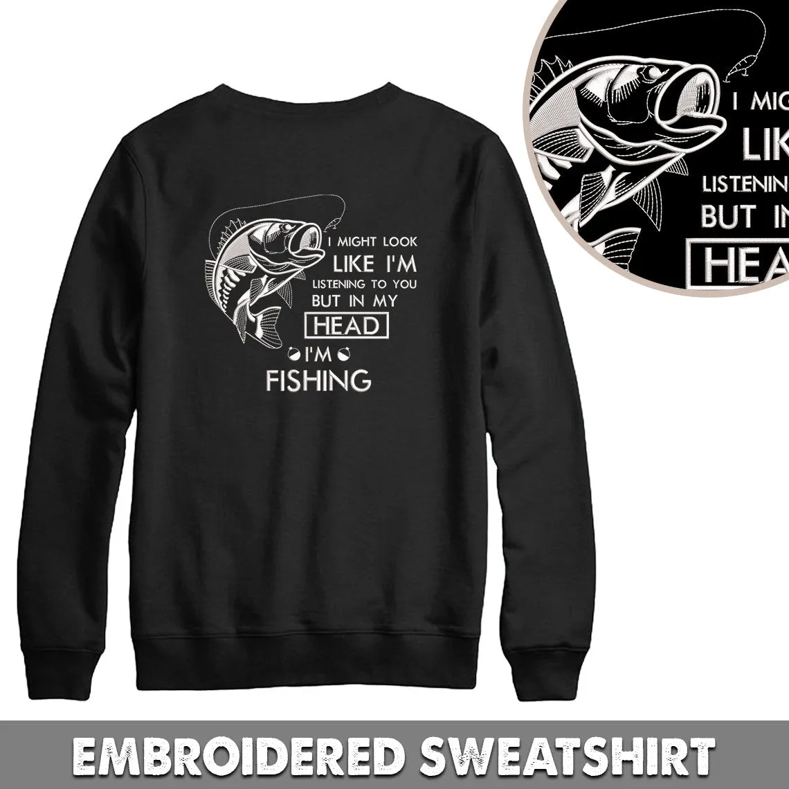 I'm Fishing Embroidered Sweatshirt, Embroidered Hoodie