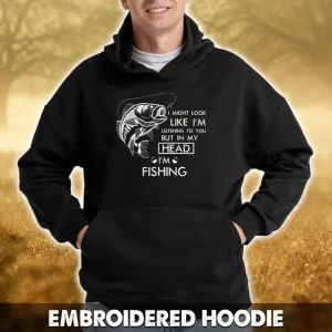 I'm Fishing Embroidered Sweatshirt, Embroidered Hoodie