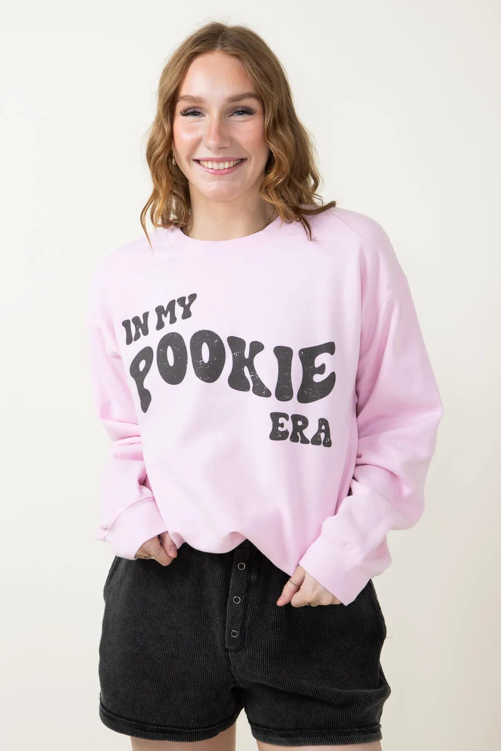 In My Pookie Era Graphic Fleece Sweatshirt for Women in Pink | 31868X-OSS-PINK