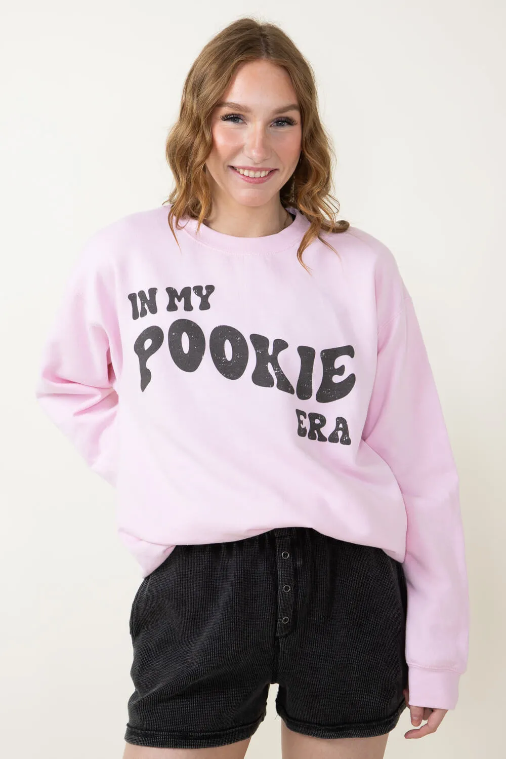 In My Pookie Era Graphic Fleece Sweatshirt for Women in Pink | 31868X-OSS-PINK