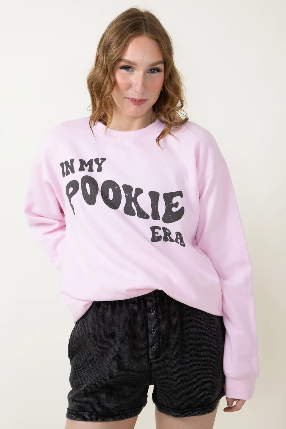 In My Pookie Era Graphic Fleece Sweatshirt for Women in Pink | 31868X-OSS-PINK