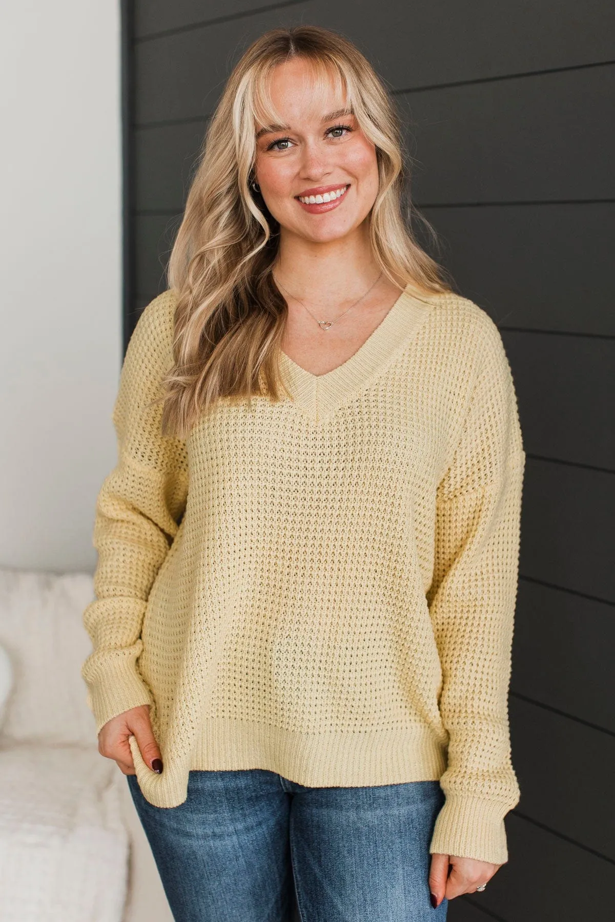 Inspiring Love V-Neck Sweater- Yellow