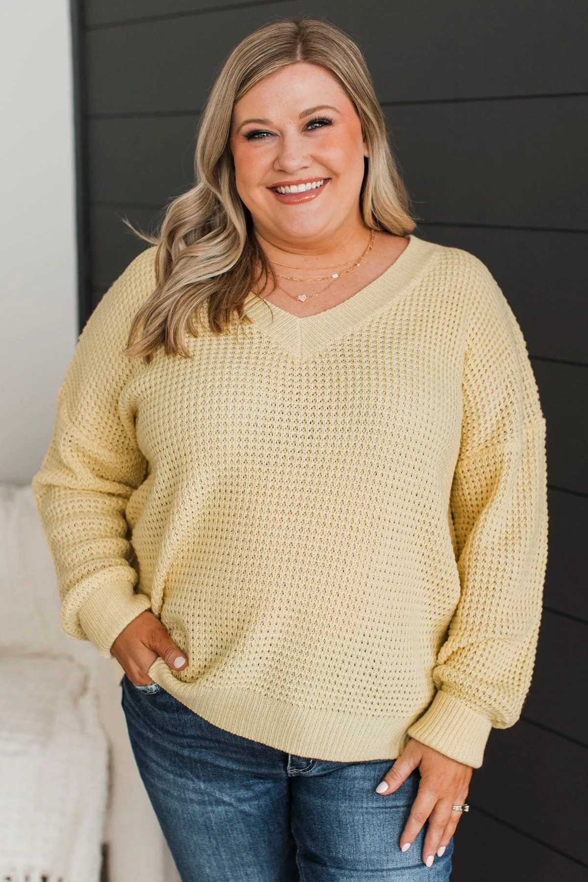 Inspiring Love V-Neck Sweater- Yellow