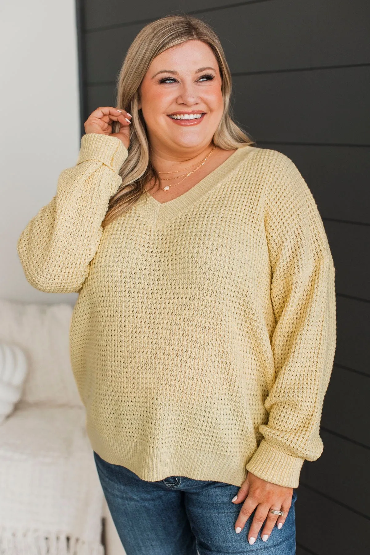 Inspiring Love V-Neck Sweater- Yellow